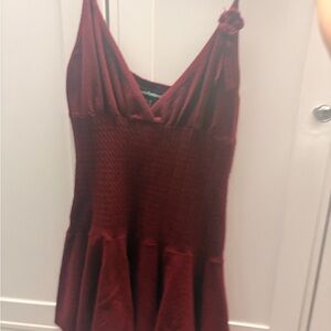 (2 dresses) Burgundy Mini Dress with Spaghetti Straps